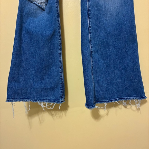 American Eagle Super Hi-Rise Flare Ripped Jeans Women’s 10 Blue - Picture 3 of 11